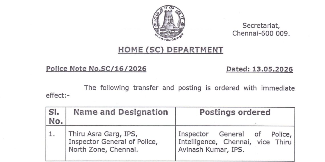 Asra Garg Appointed IG Intelligence: TVK Government Signals a New Era of Strategic Governance